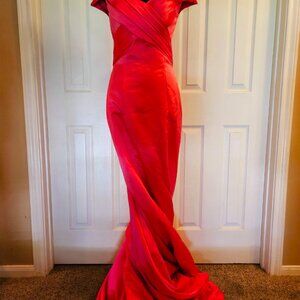 Sz Small/Medium Slender 'Pretty in Pink' Pageant Gown with Train & Lace Up Back